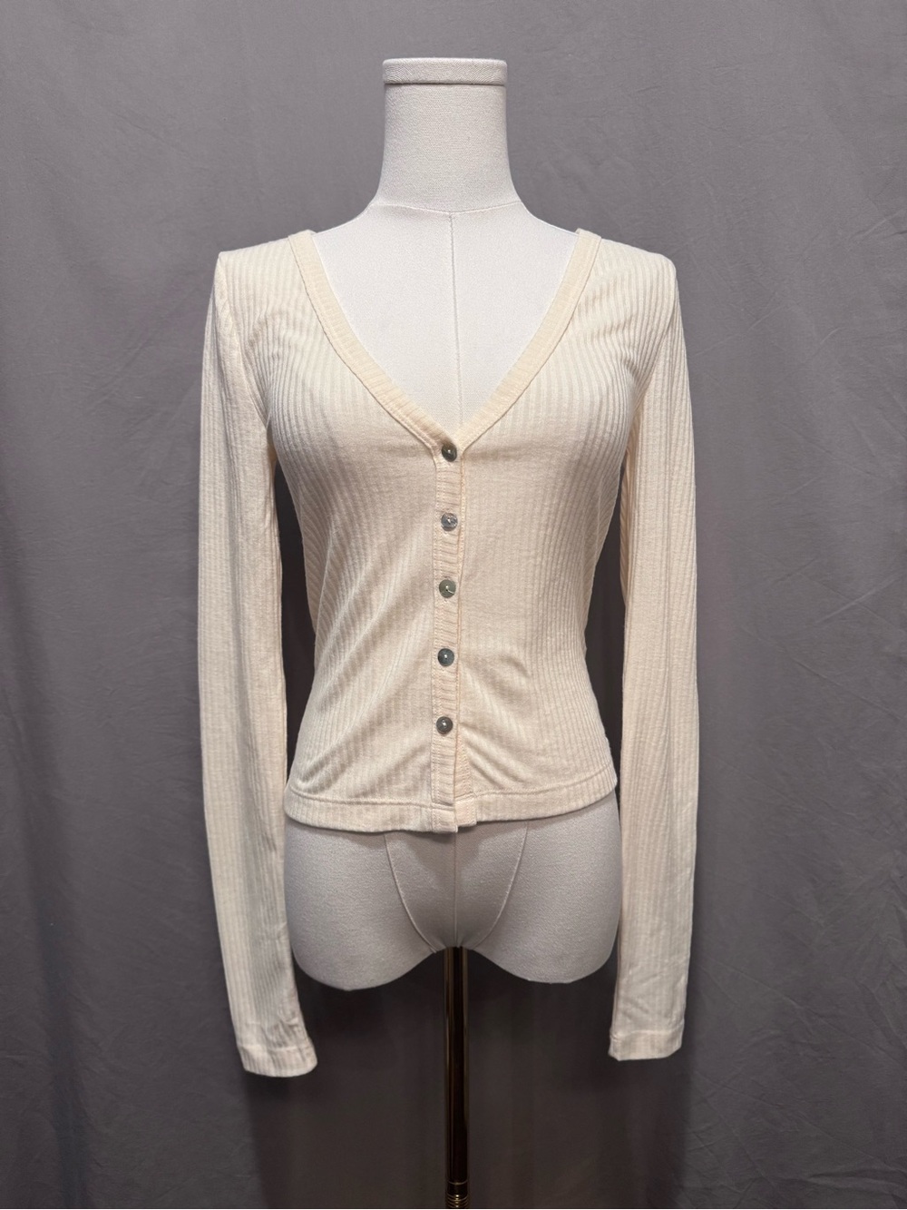 Noisy May Odette Ribbed Cream Cardigan - Size S